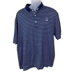Bobby Jones Cotton Navy & Lt Blue Stripe Short Sleeve Polo Shirt Size XL
